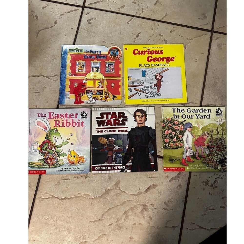 Kids Childrens Books Lot 5 Curious George Star‎ Wars Sesame Street Easter Garden